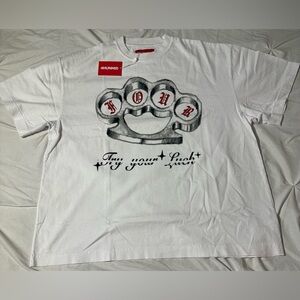 4Hunnid Men’s White Oversized Boxy Fit  Graphic T-Shirt